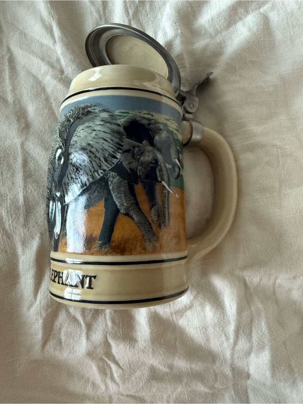 Vintage 1990 Budweiser African Elephant Endangered Species Beer Stein